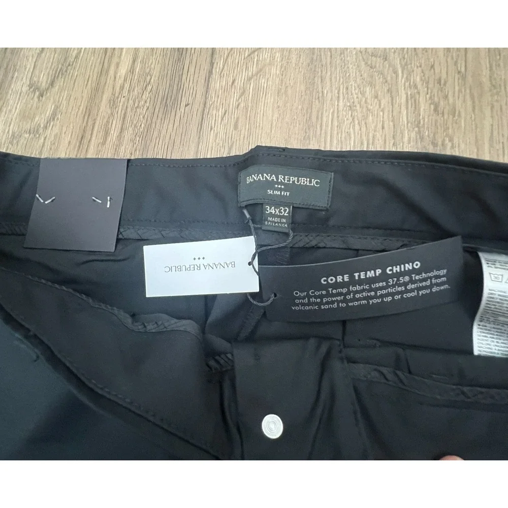 NWT Banana Republic Core‎ Temp Chino Black Slim Fit 34x31 Lightweight Stretch